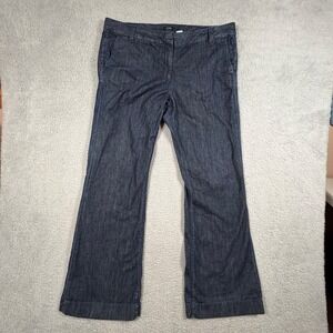 VTG J. Crew Wide Leg Flare Jeans Women's Size 14 Dark Wash Trousers Made in USA